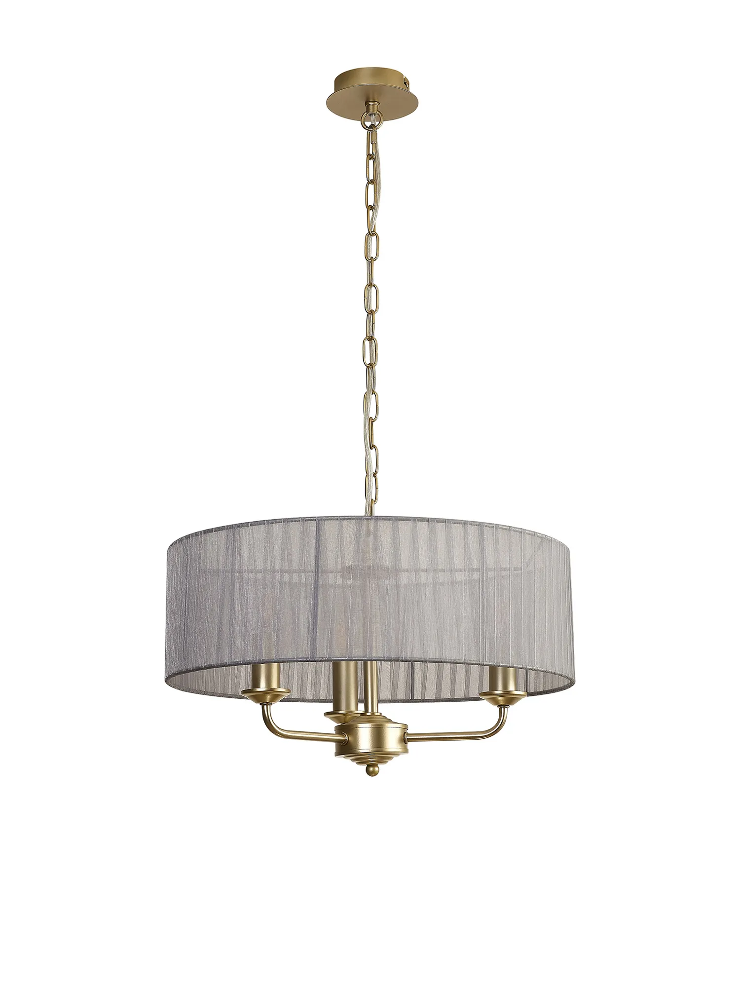 Banyan 45cm 3 Light Pendant Champagne Gold; Grey DK0965  Deco Banyan CG GR